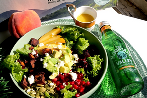 Enjoy Seasonal Flavors with a Roasted Sweet Potato & Peach Autumn Salad feat. Mountain Valley