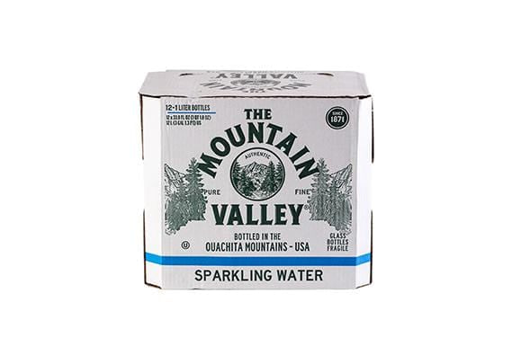 Mountain Valley Sparkling Water 1 Liter Glass Bottle - 12/Case